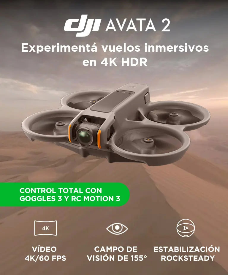 Drone DJI Avata 2 Fly More Combo FPV 4K O4 3 Baterias Goggles 3 - LIQUIDACIÓN! 🔥